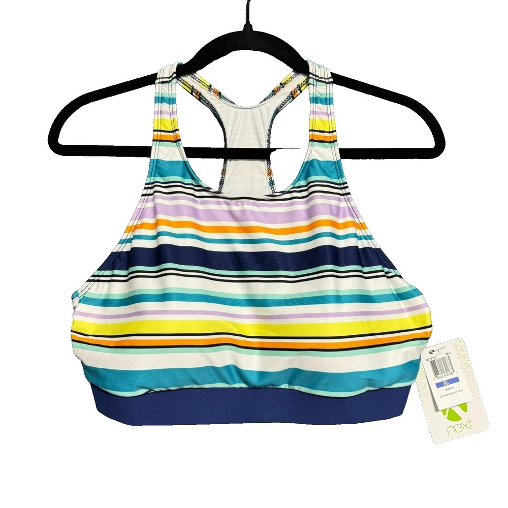 Next Tabata Sports Bra XL Racerback Striped Yoga‎ Gym Fitness Activewear Sporty